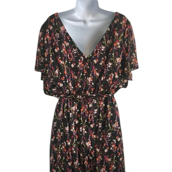 Lane Bryant Brand Black Multi Ditsy Floral Shimmer Maxi Dress + size 20 in EUC - Picture 12 of 16